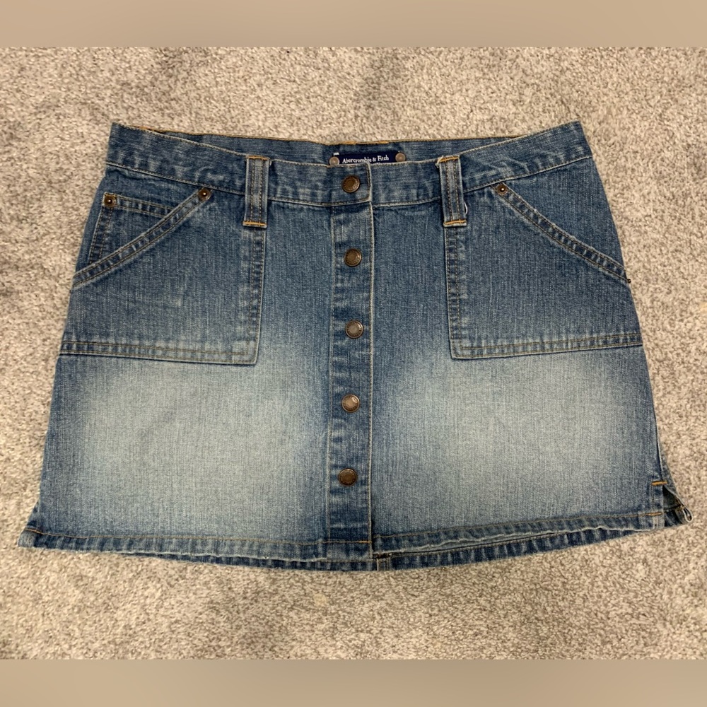 Vintage Y2K Abercrombie & Fitch Button Front Jean Mini Skirt